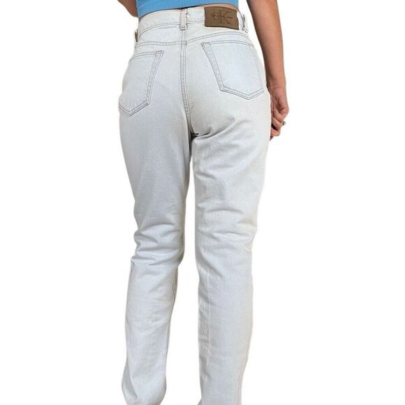 Vintage 90s Calvin Klein Straight Leg White Mom Jeans High Rise Size 10 USA Made - Picture 4 of 12